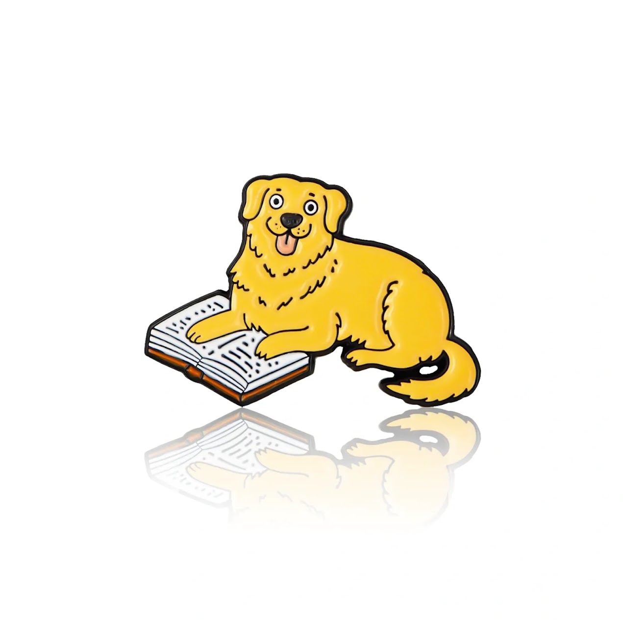 Golden Retriever is reading enamel pin