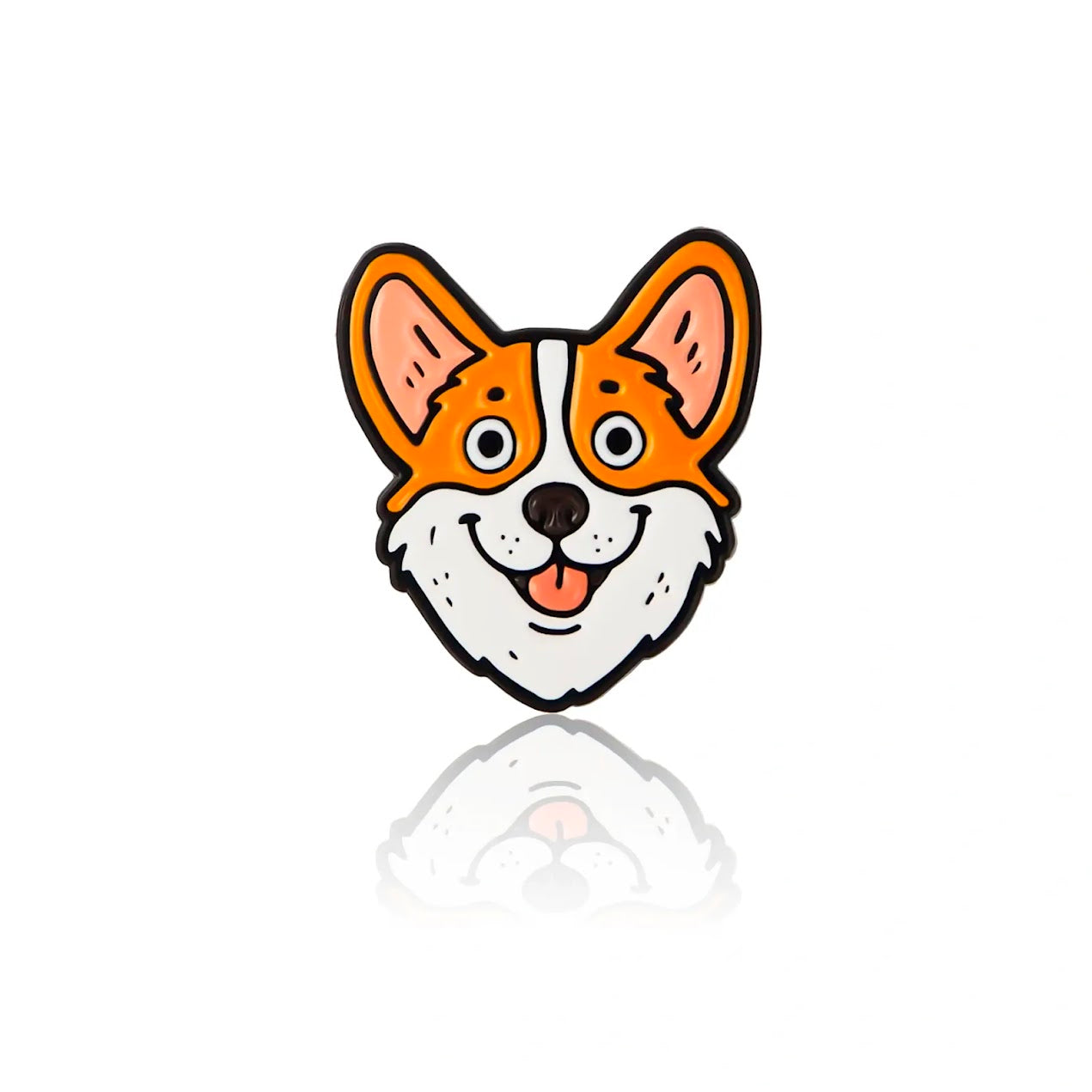 Happy Corgi enamel pin by PINBOX. Perfect for Corgi enthusiasts. Free shipping Canada-wide.