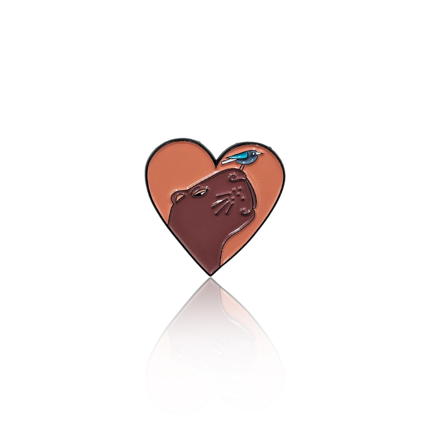 Heart-Shaped Capybara Enamel Pin