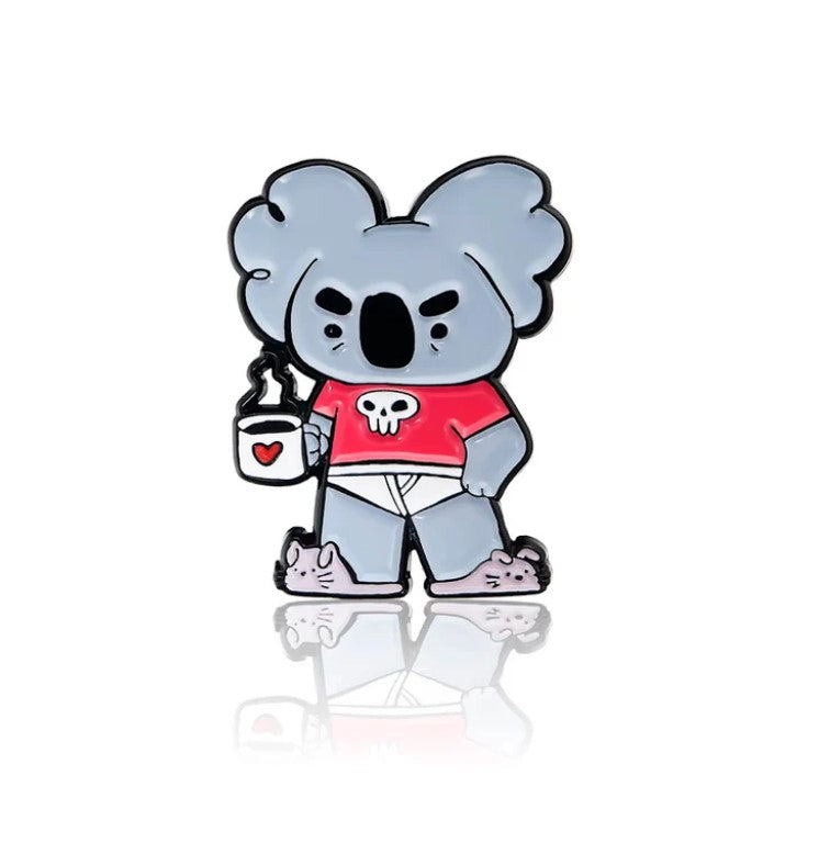 Koala with a cup of coffee enamel pin