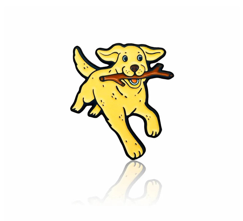 Labrador with a stick enamel pin in Canada