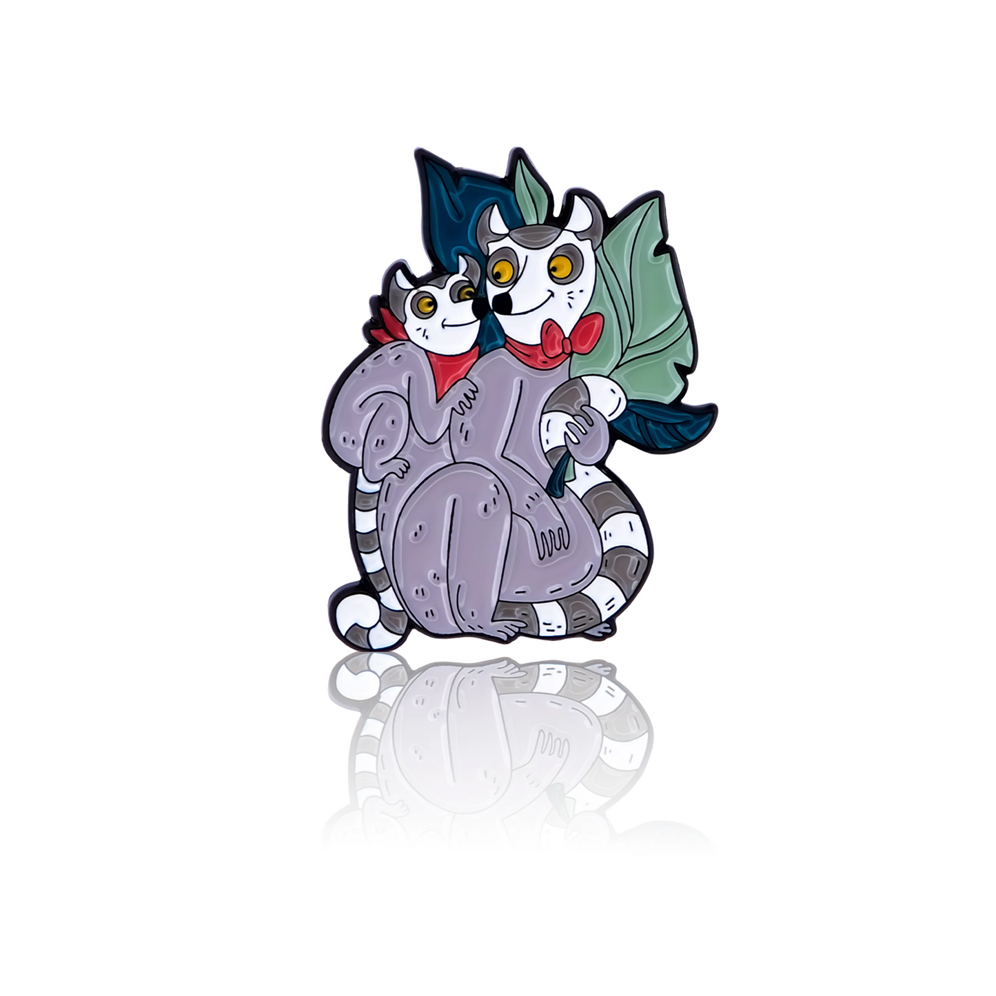 Enamel pin, design family of lemurs.