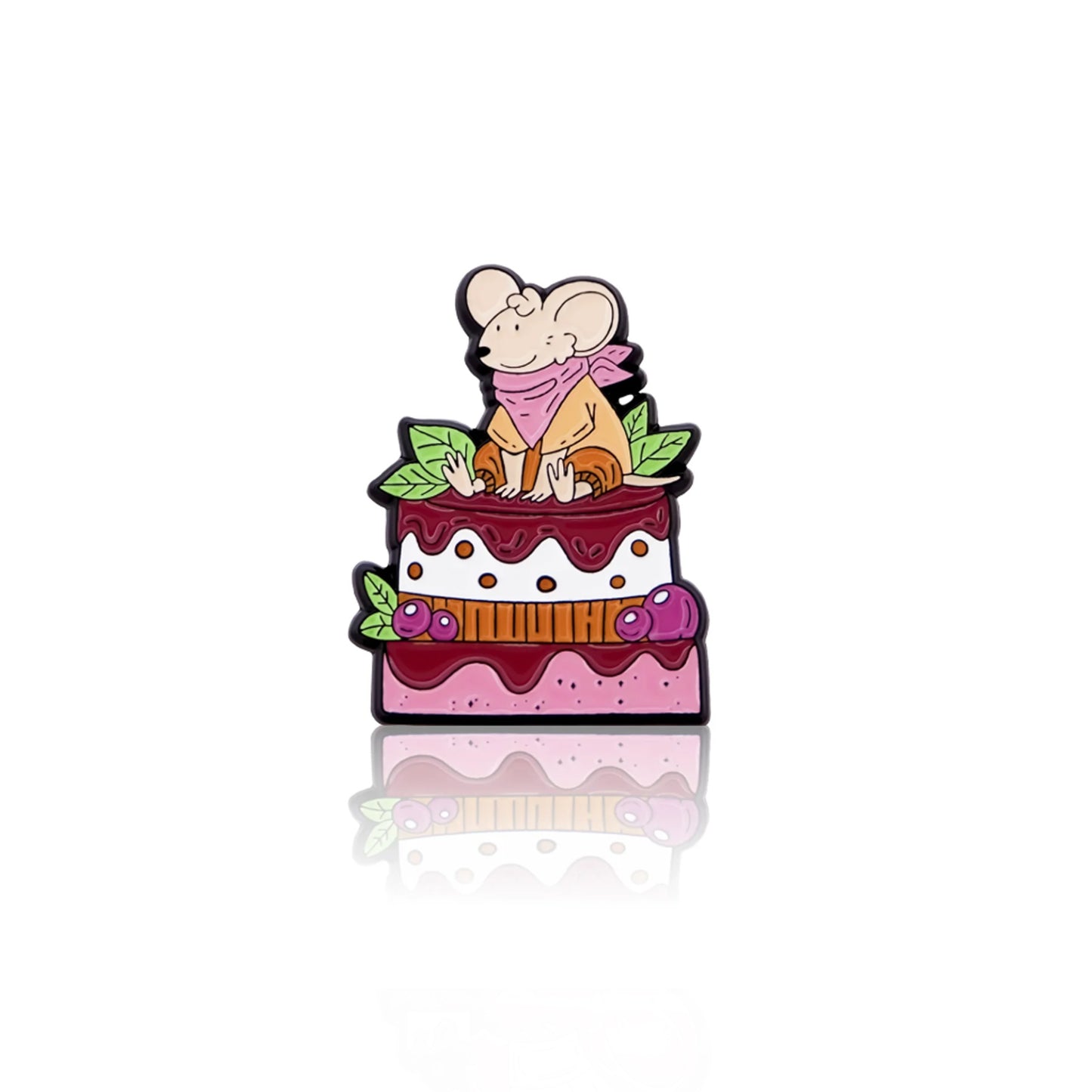 Mouse on Cake Enamel Pin