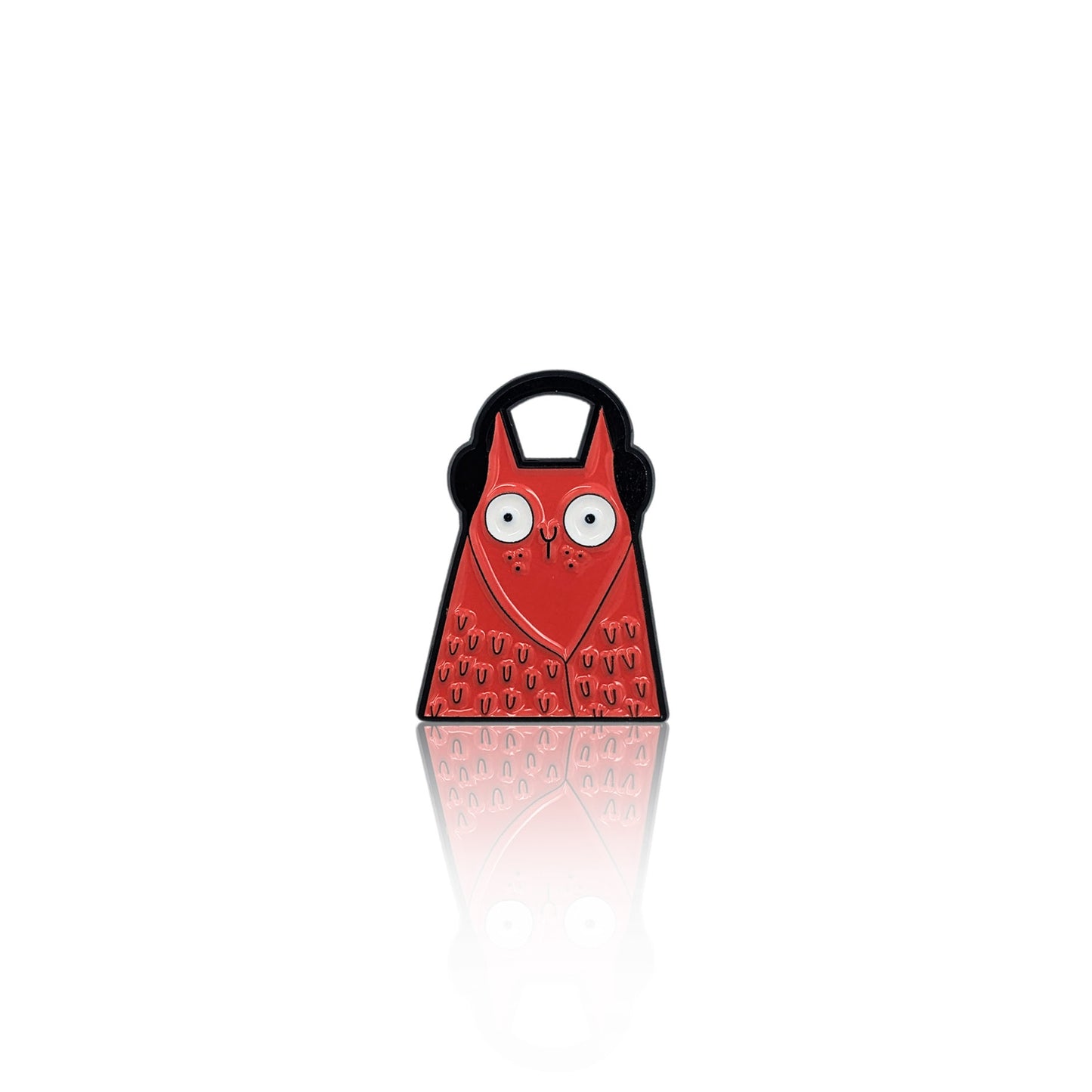 Red cat in a headphones enamel pin