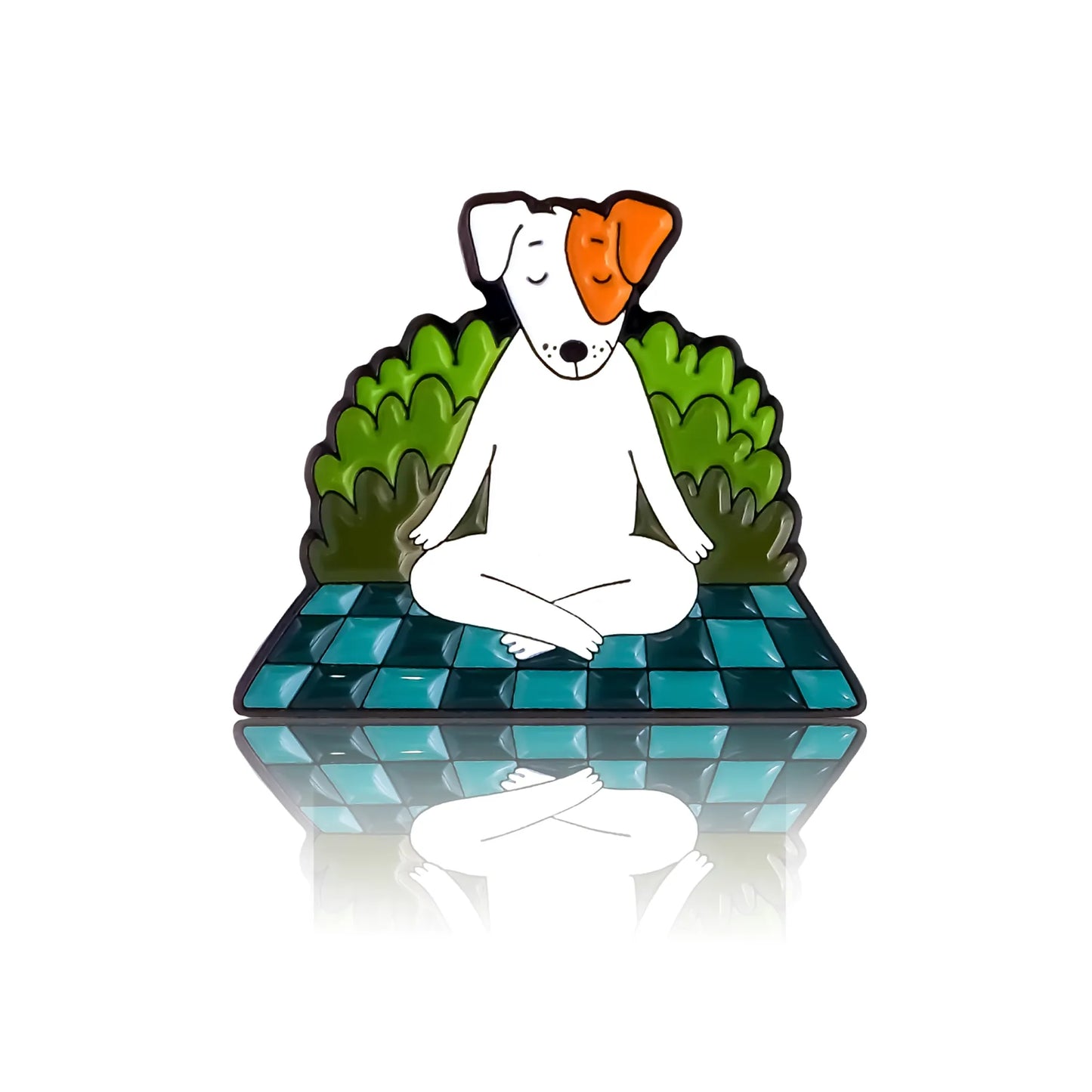 meditating Jack Russell Terrier dog on a blue mat