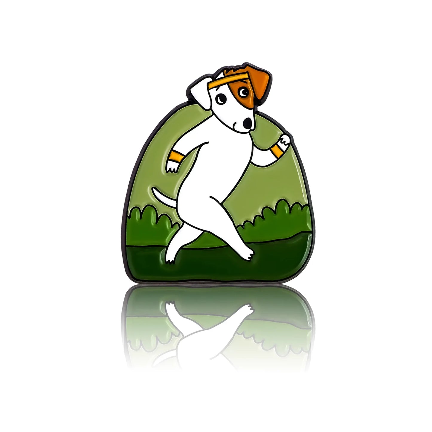 Jack Russell terrier jogging through the forest