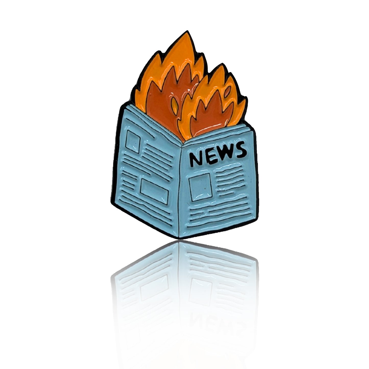 News newspaper in fire enamel pin
