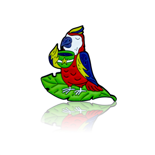 Enamel pin, colorful parrot pattern.