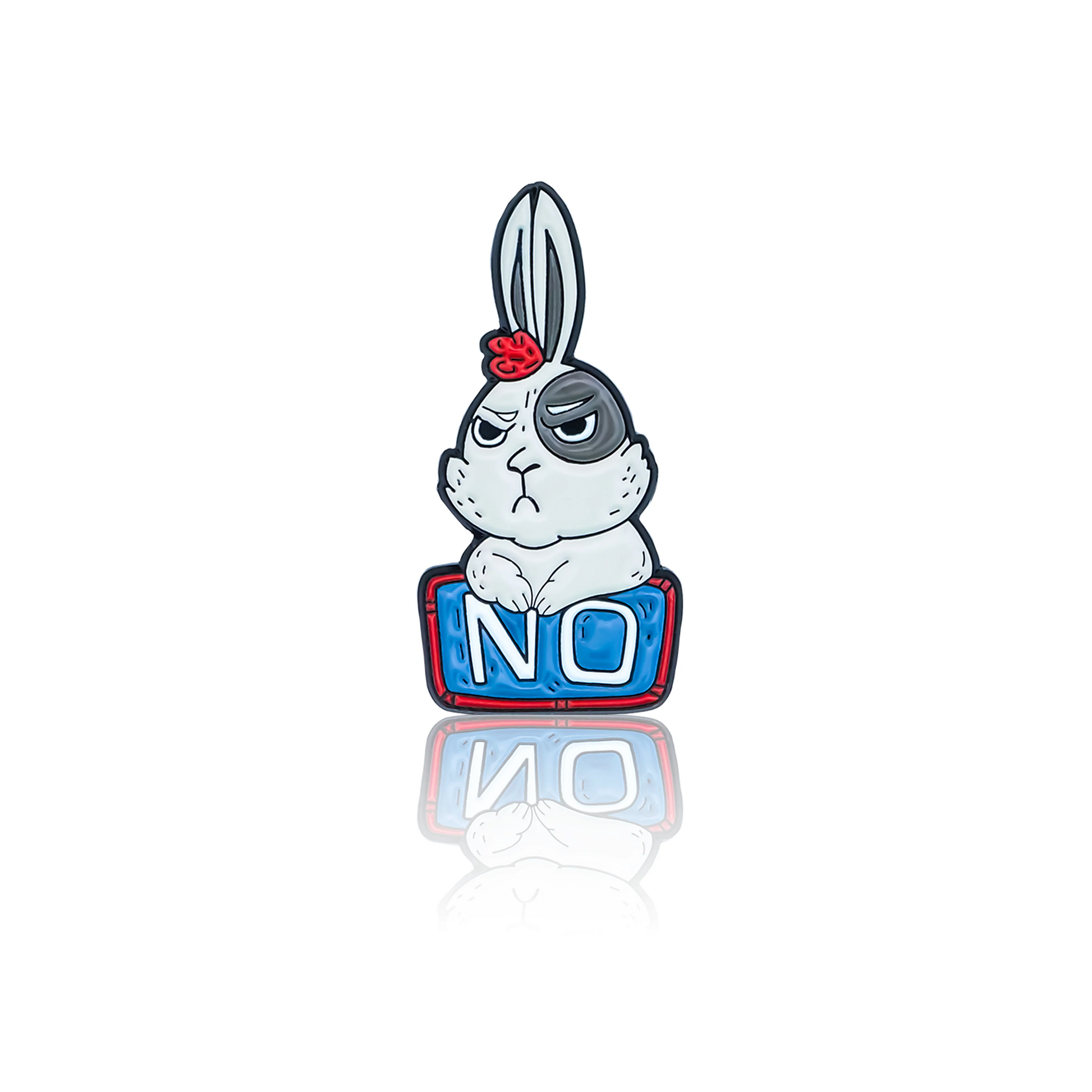 Enamel pin, nope design.