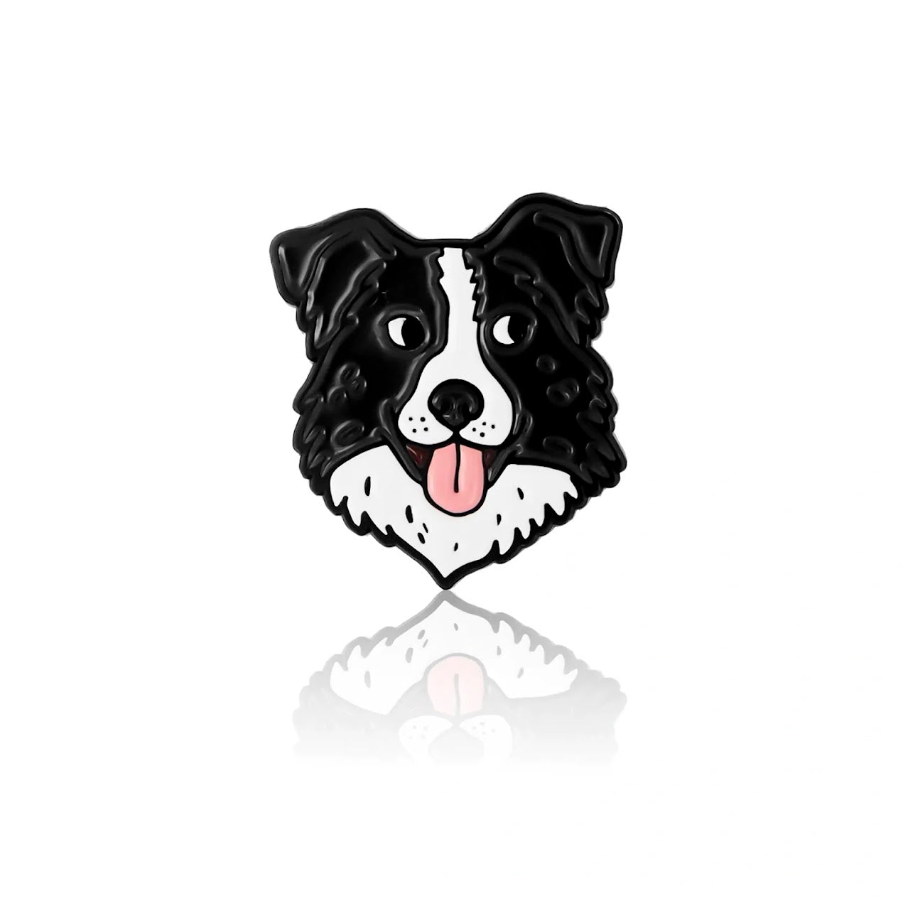 Happy Border Collie portrait enamel pin