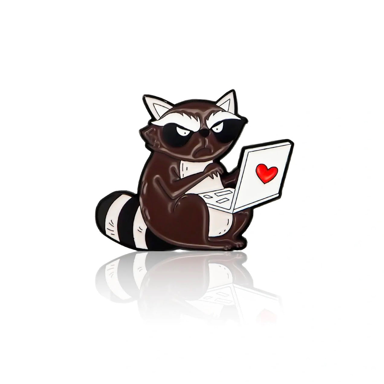 Grumpy Raccoon with Laptop Pin