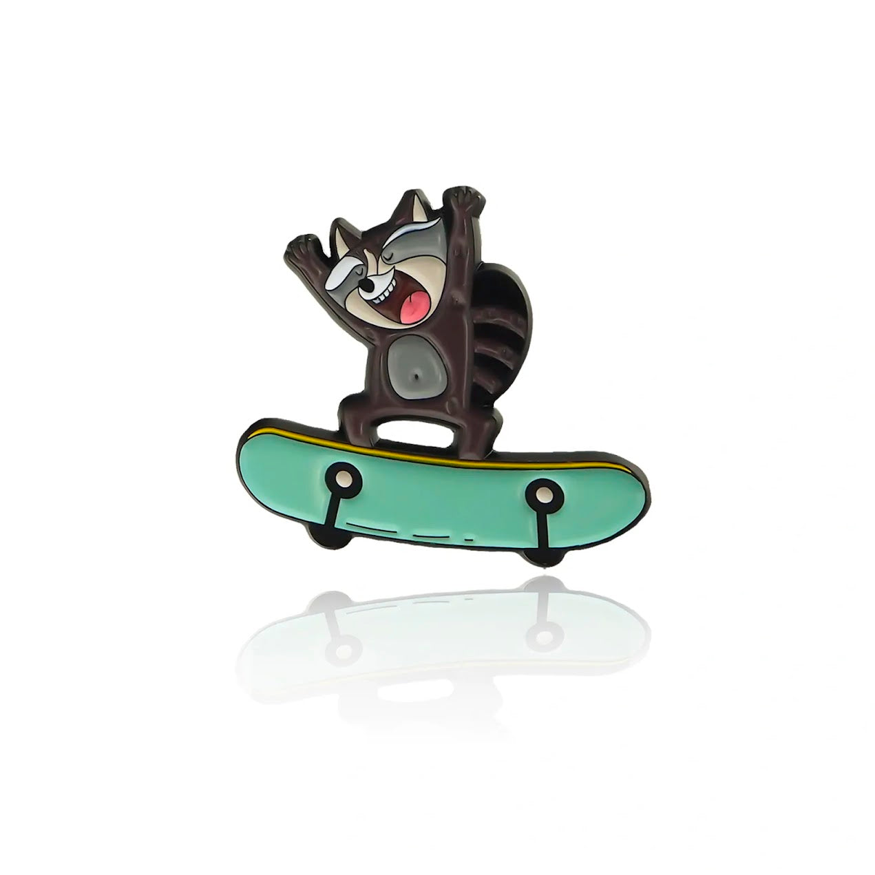 Raccoon on Skateboard Enamel Pin