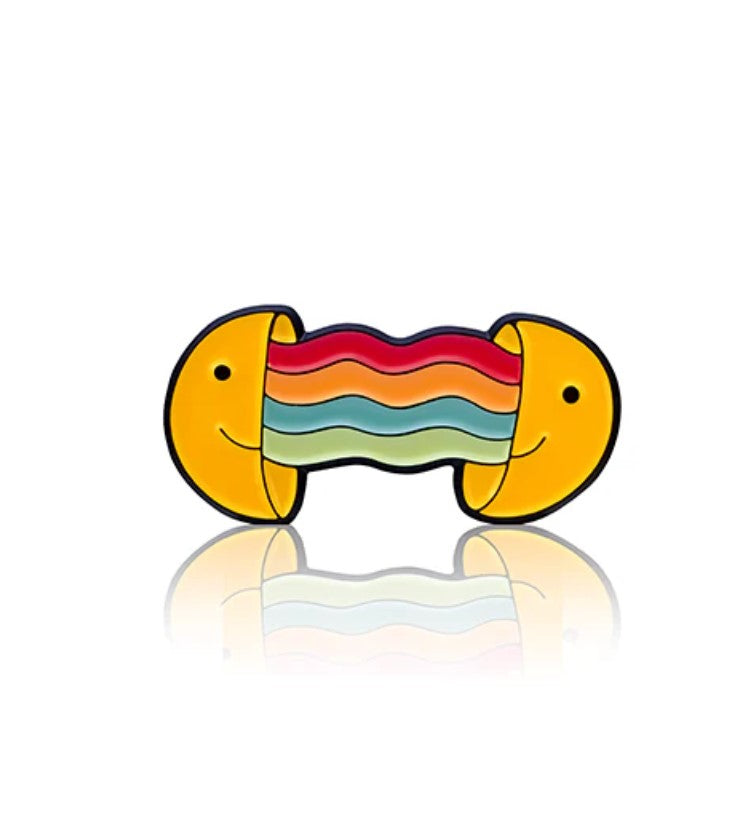 Rainbow in a nutshell enamel pin