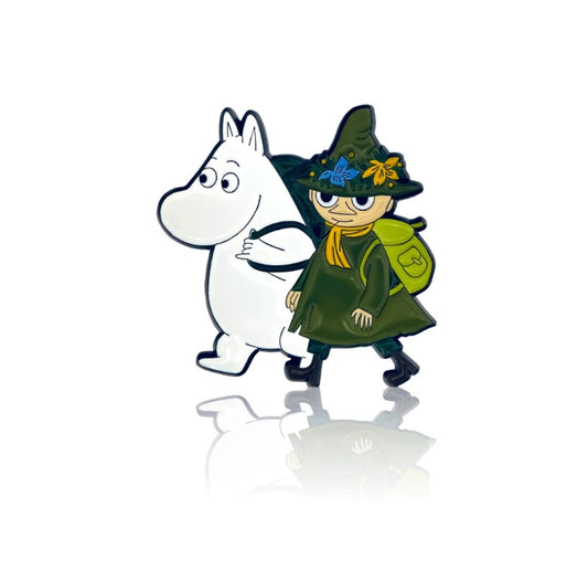 Snufkin and Moomintroll on a journey enamel pin