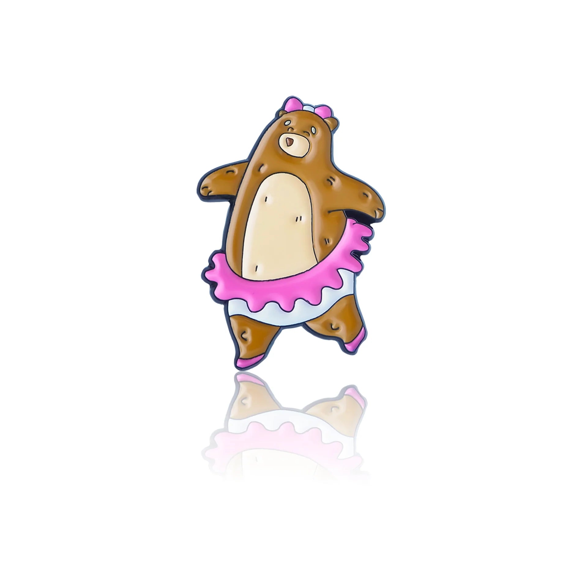 Enamel pin, design of a dancing teddy bear.