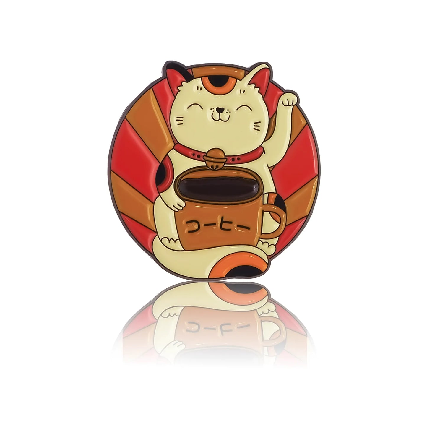 Maneki-neko cat with a coffee mug