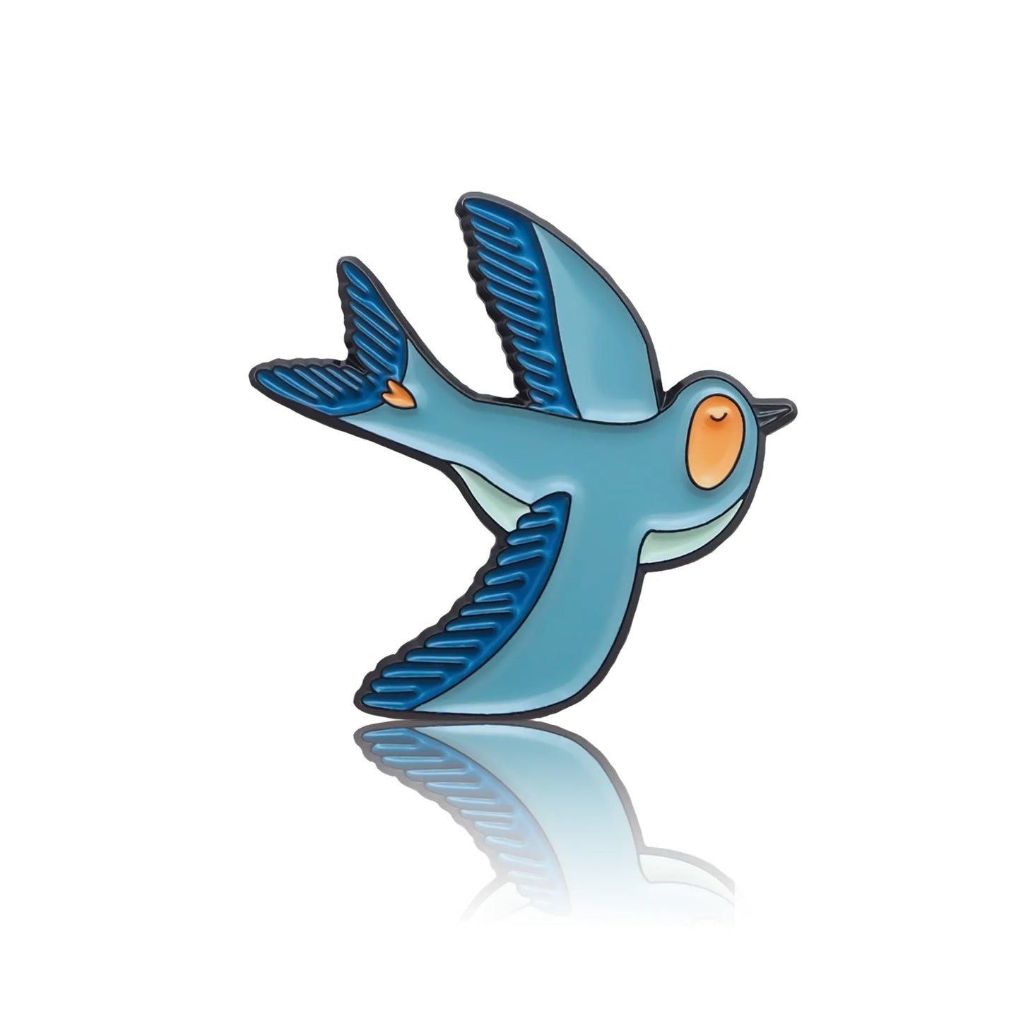 A blue bird with a small heart on its tail