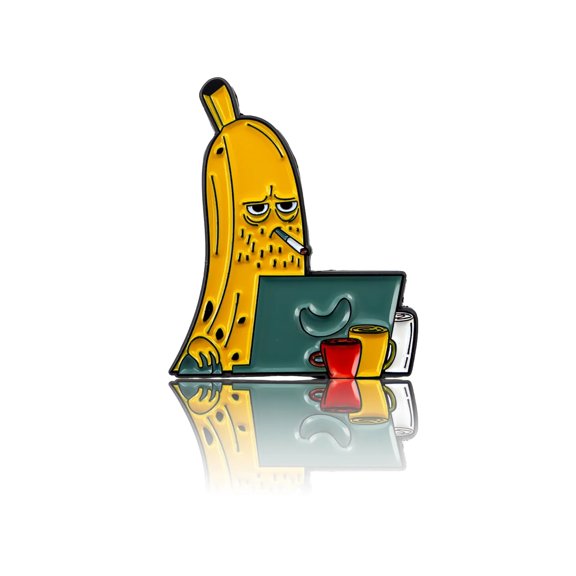 Banana working at the computer.