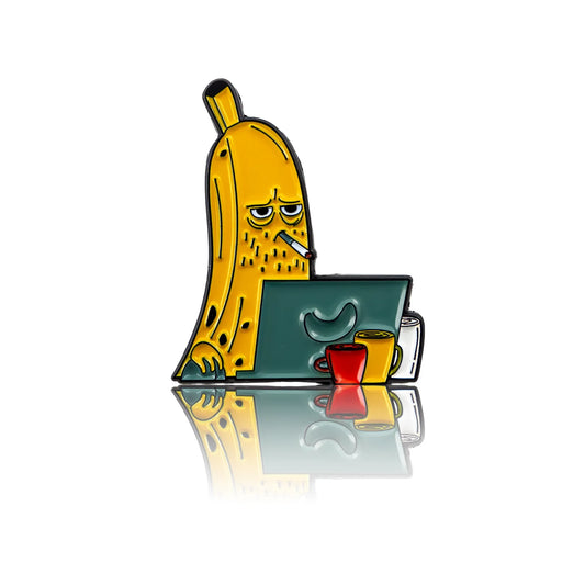 Banana working at the computer.