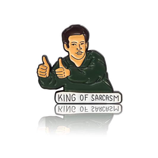 Chandler Bing from the series Friends with the inscription king of sarcasm