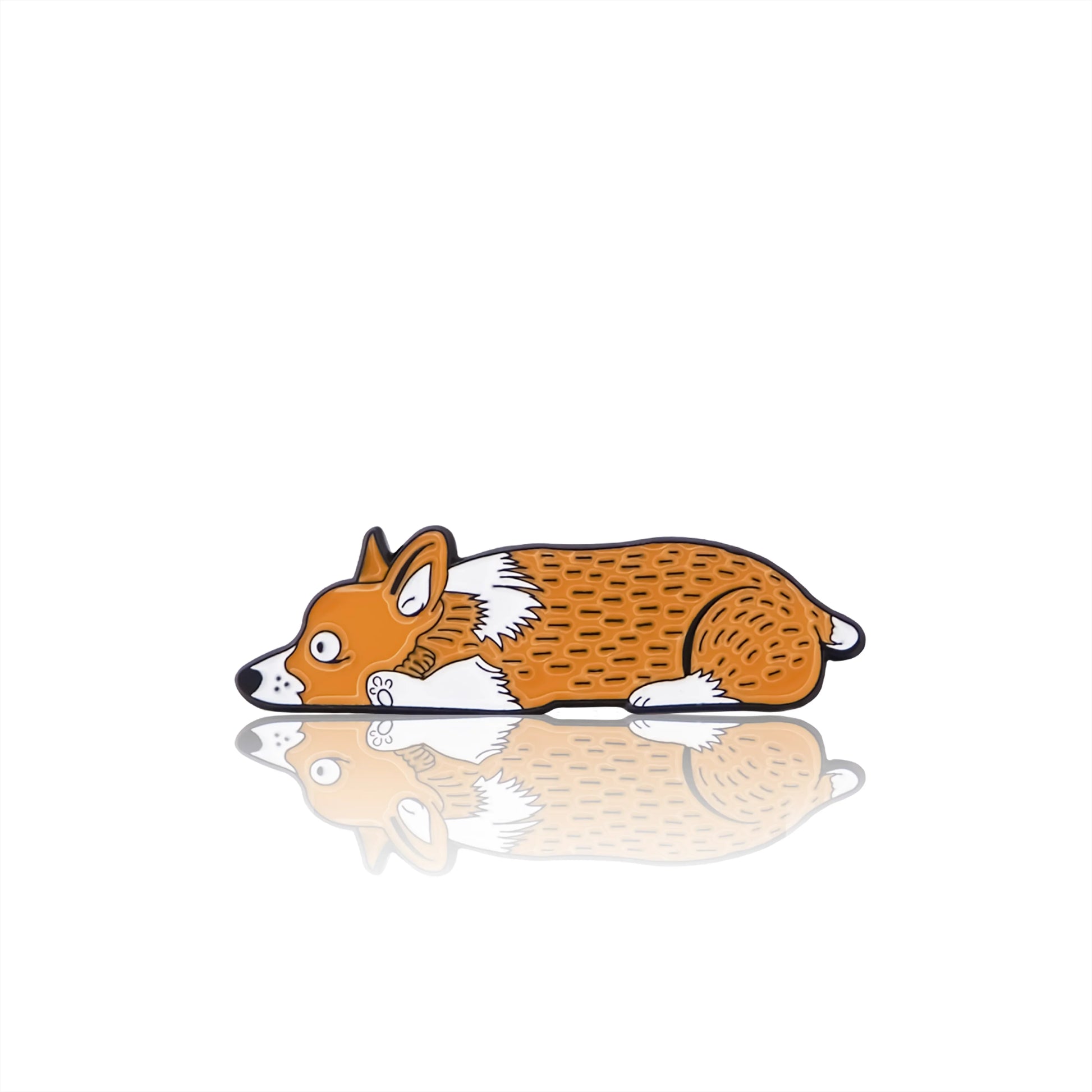 Enamel pin, Corgi design.