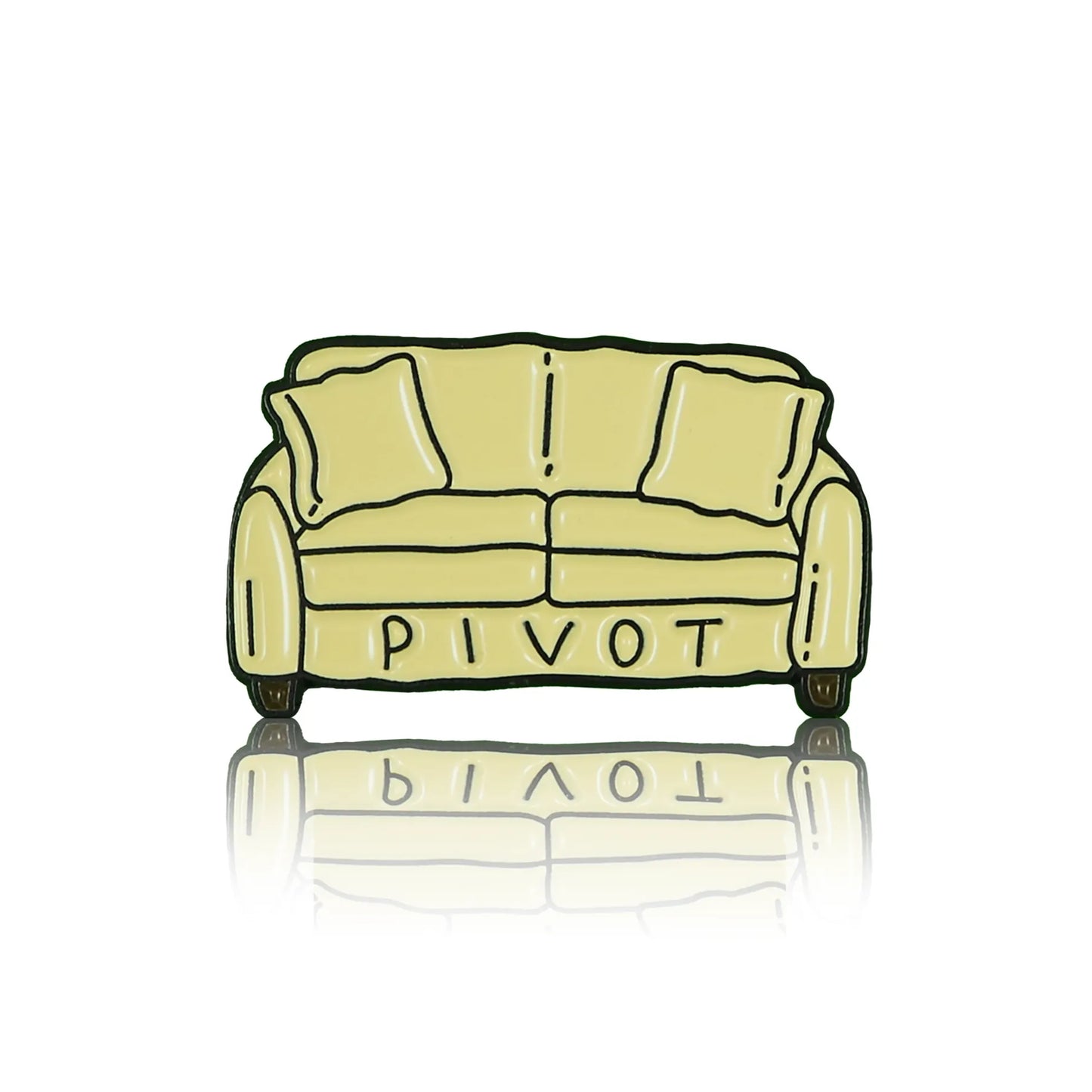 Sofa from the Friends series with the inscription Pivot