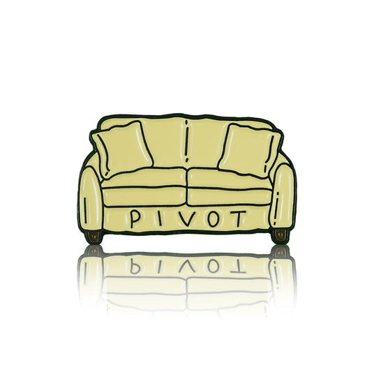 Sofa from the Friends series with the inscription Pivot