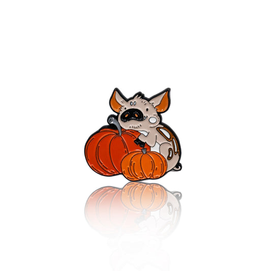 Piglet with pumpkins enamel pin